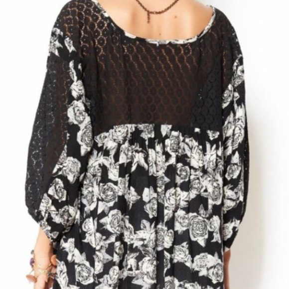 Free People Moon River Blouse in Black Combo size small - Picture 3 of 9